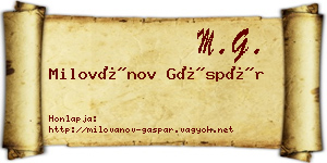 Milovánov Gáspár névjegykártya
